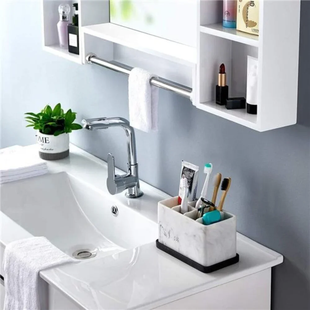 Large Electric Toothbrush Holder – Marble Bathroom Organizer with Drain Tray